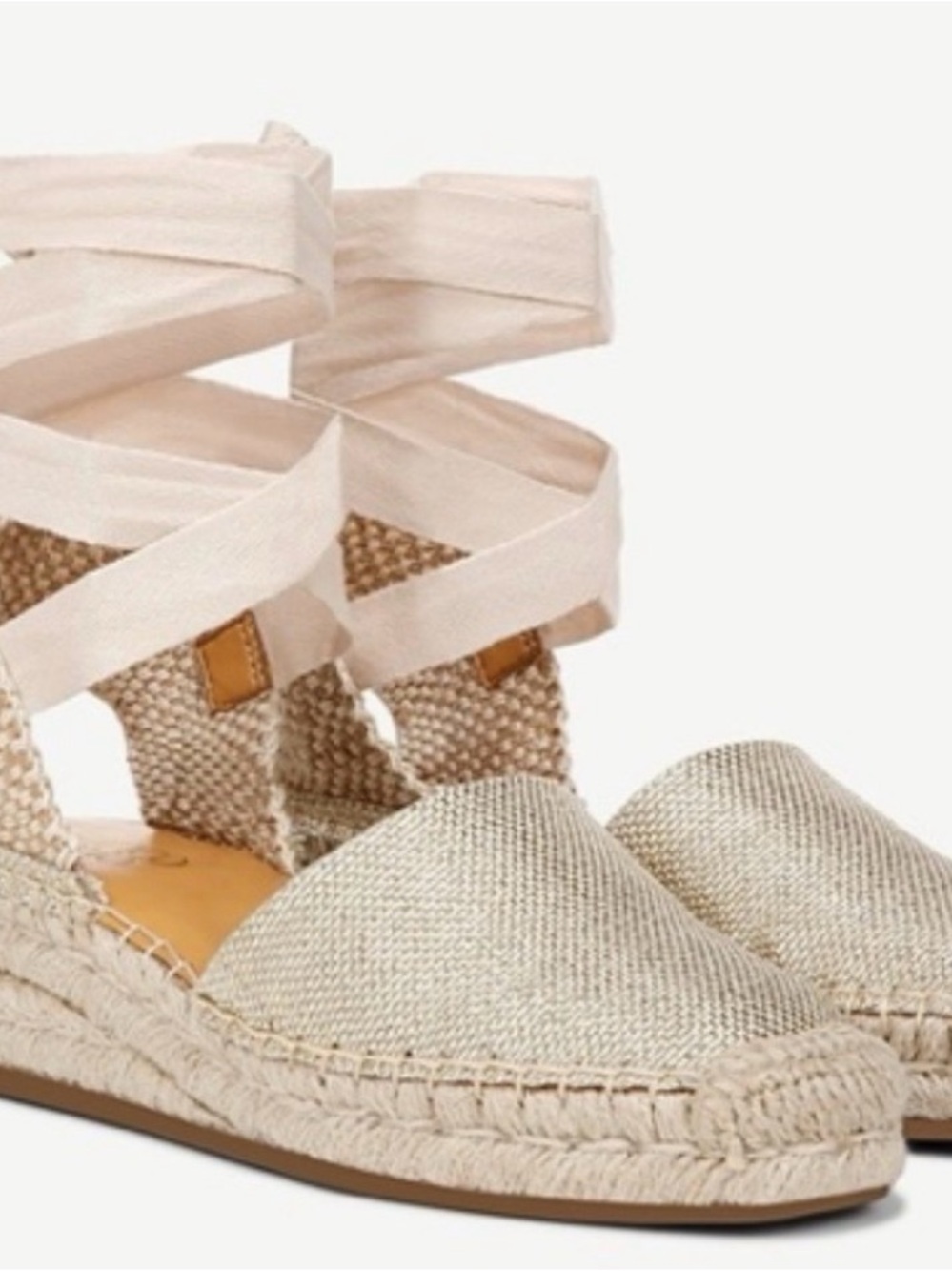 Franco sarto Woven Espadrille Lace-Up Flats in Champagne size 8 new
